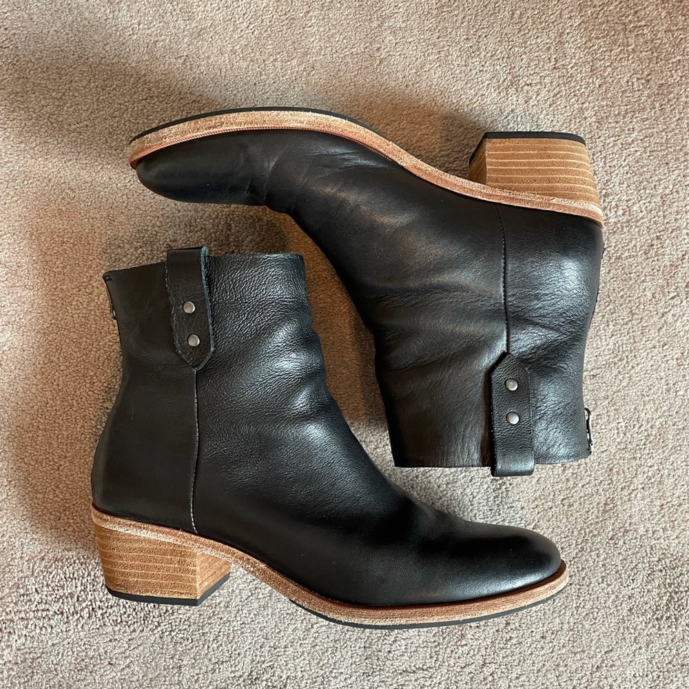 Kork-Ease Black Leather Ankle Boots
